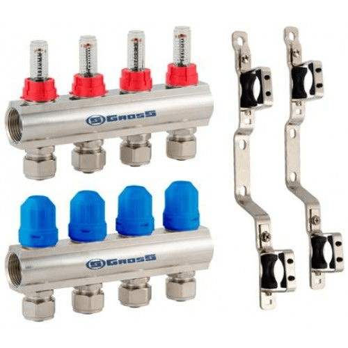 Колектор з витратомірами GROSS 8504 1"-3/4"- 4 виходів