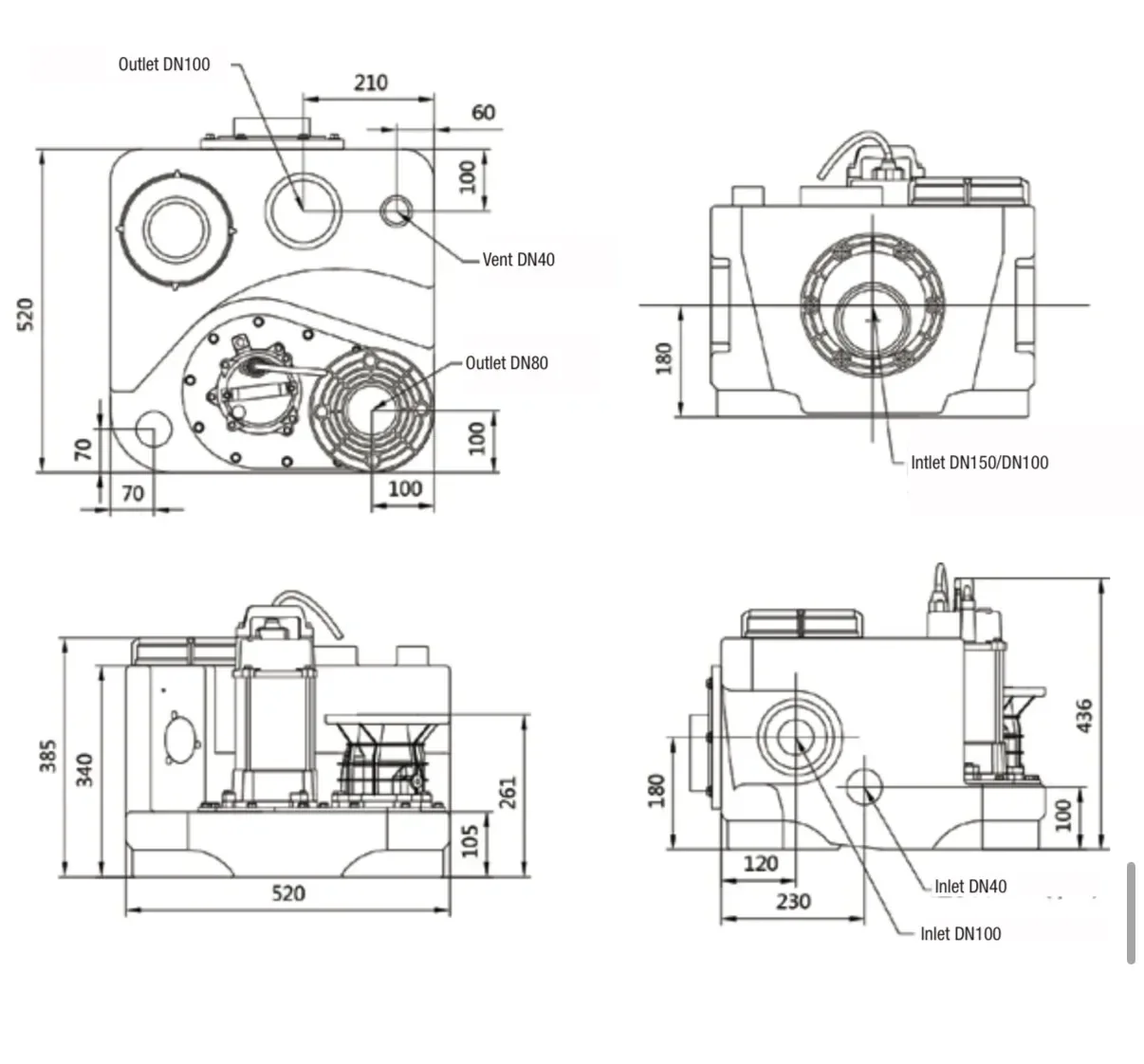 КАНАЛИЗАЦИОННАЯ НАСОСНАЯ СТАЦИЯ TERMOJET™ GRANDLIFT 60-75SW (750W, Hmax=13m, Qmax=36m³/h)