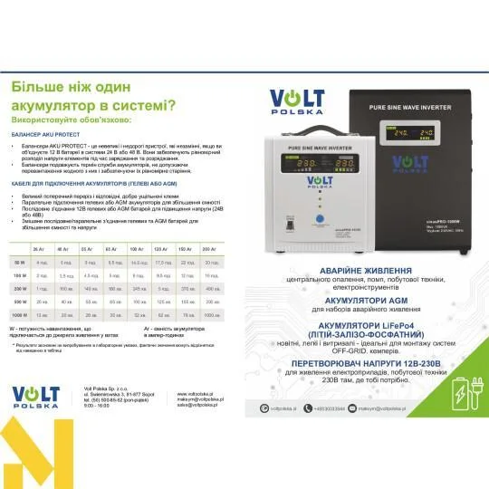 Акумулятор AGM Volt Polska V-PRO SOLAR 260 Ah 12V (посилений, Deep Cycle)
