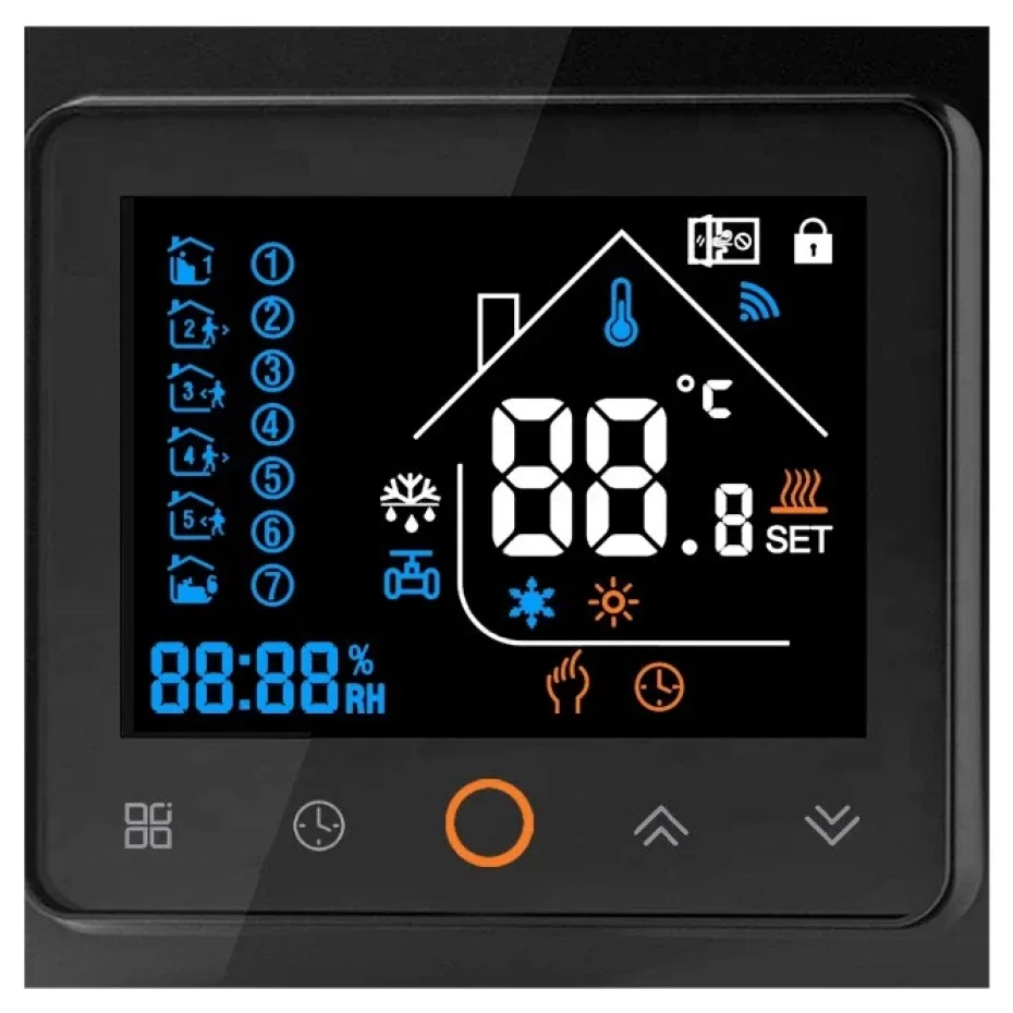 Чорний кімнатний термостат Tervix™ Pro Line WiFi Thermostat - управління теплими підлогами/котлом, ZigBee