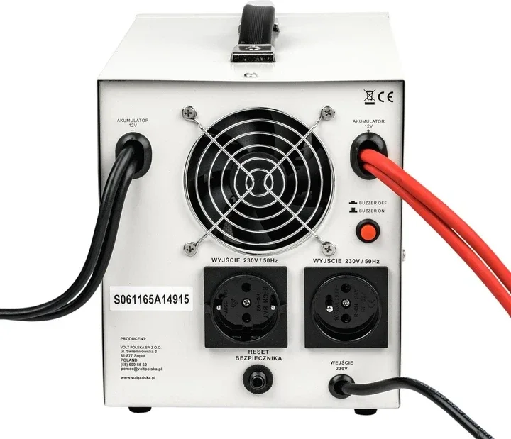 Перетворювач напруги 12V / 230V Volt Polska Sinus PRO 2200 E PLUS (2200 ВА / 1400 Вт) з зарядним пристроєм та AVR