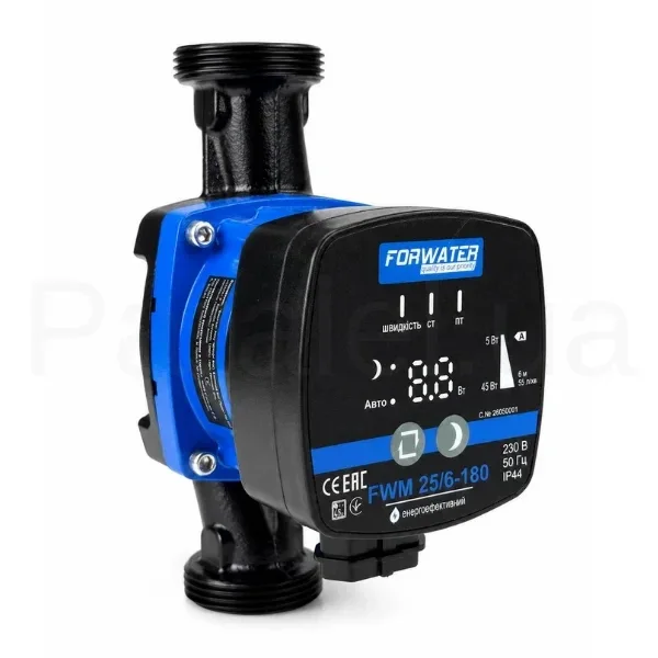 Циркуляційний насос Forwater FWM 25/60/180 частотний з гайками (енергозберігаючий 45Вт, напір 6м, база 180мм)