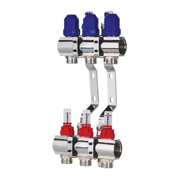 Колектор з витратомірами GROSS 1"- 3/4" - 3 виходи