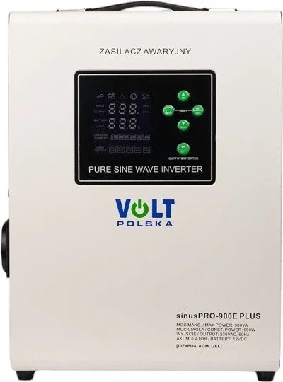 Перетворювач напруги 12V / 230V Volt Polska Sinus PRO 900 E PLUS (900 ВА / 700 Вт) з зарядним пристроєм та AVR
