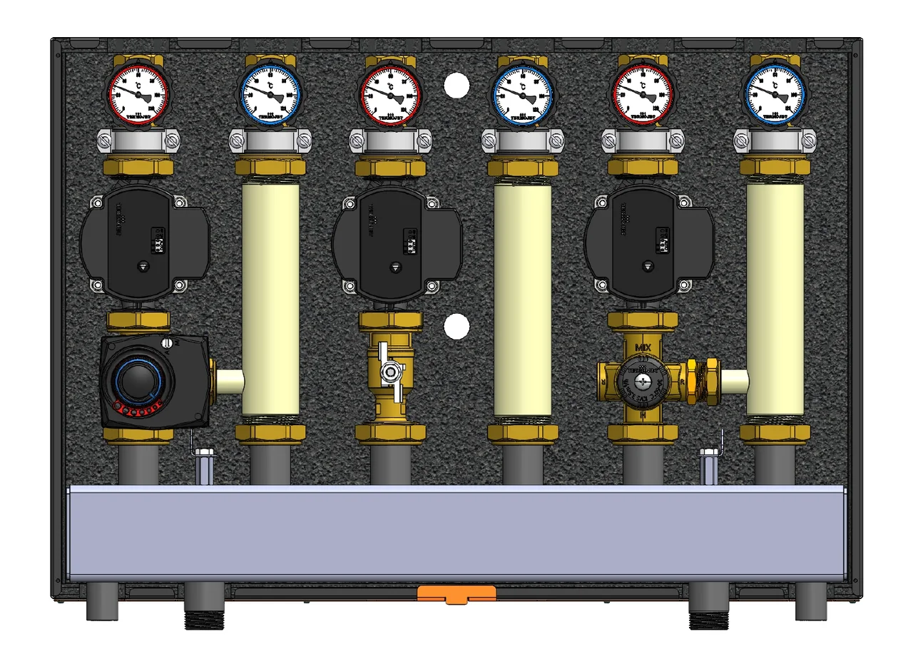 Модуль Termojet BOX3 в теплоізоляції (КМ2) UPS, 492х466мм, насосна група для опалення та теплої підлоги