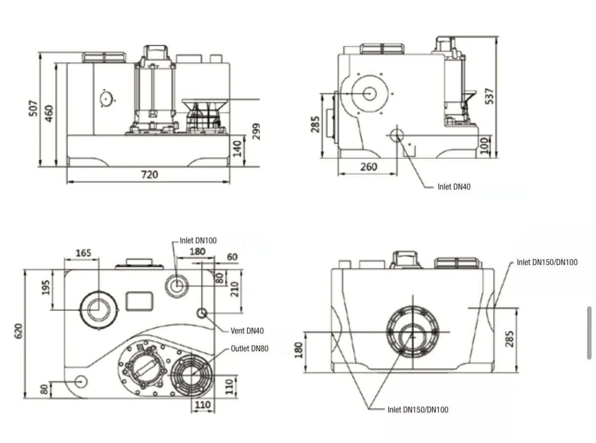 TermojetTM GRANDLIFT 150-370DW — промислова двонасосна каналізаційна станція (2x3700W, Hmax = 26,5m, Qmax=71m3/h, бак 15