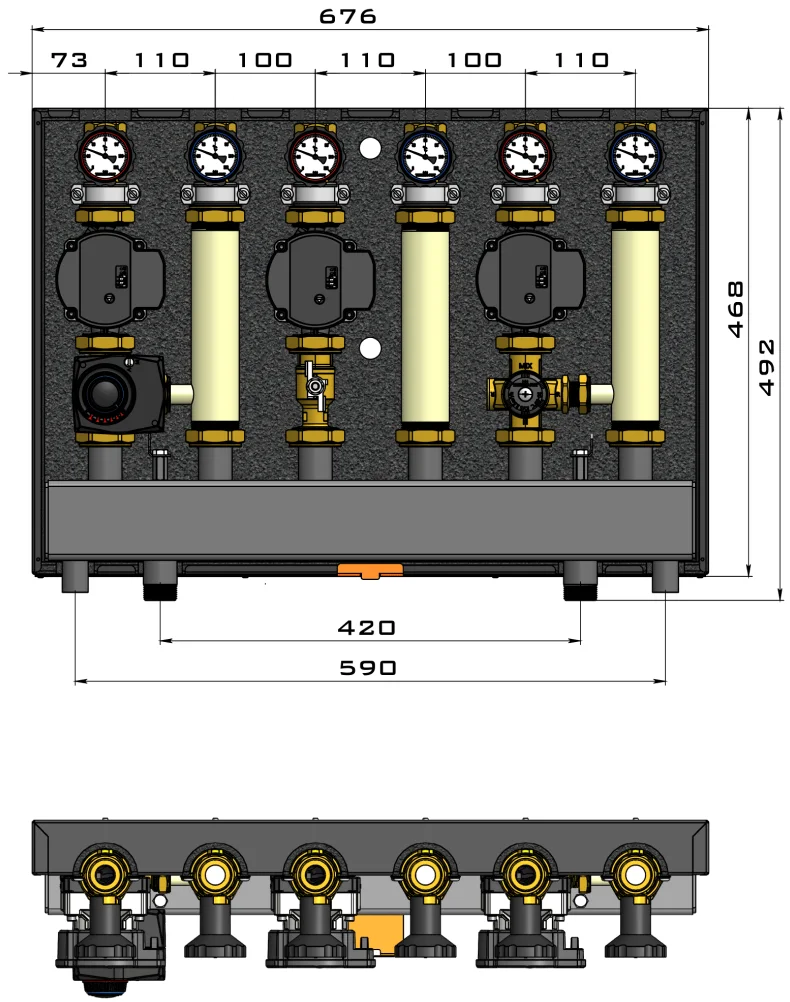 Модуль Termojet BOX3 в теплоізоляції (КМ2) UPS, 492х466мм, насосна група для опалення та теплої підлоги
