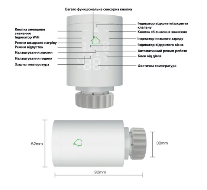 Безпровідний радіаторний термостат (термоголовка) Tervix Pro Line EVA 2 М30х1,5