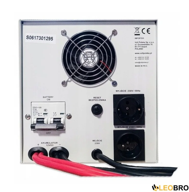 Перетворювач напруги 12V / 220V Volt Polska Sinus PRO 2000E BLACK (2000 ВА / 1250 Вт) з зарядним пристроєм та AVR (чорни