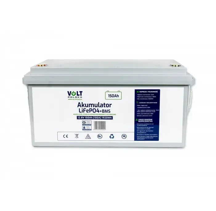 Акумулятор LiFePO4 Volt Polska + BMS 12.8V 150 Ah (струм розряду 100A, литій-залізо-фосфатний для ДБЖ, інверторів та сон