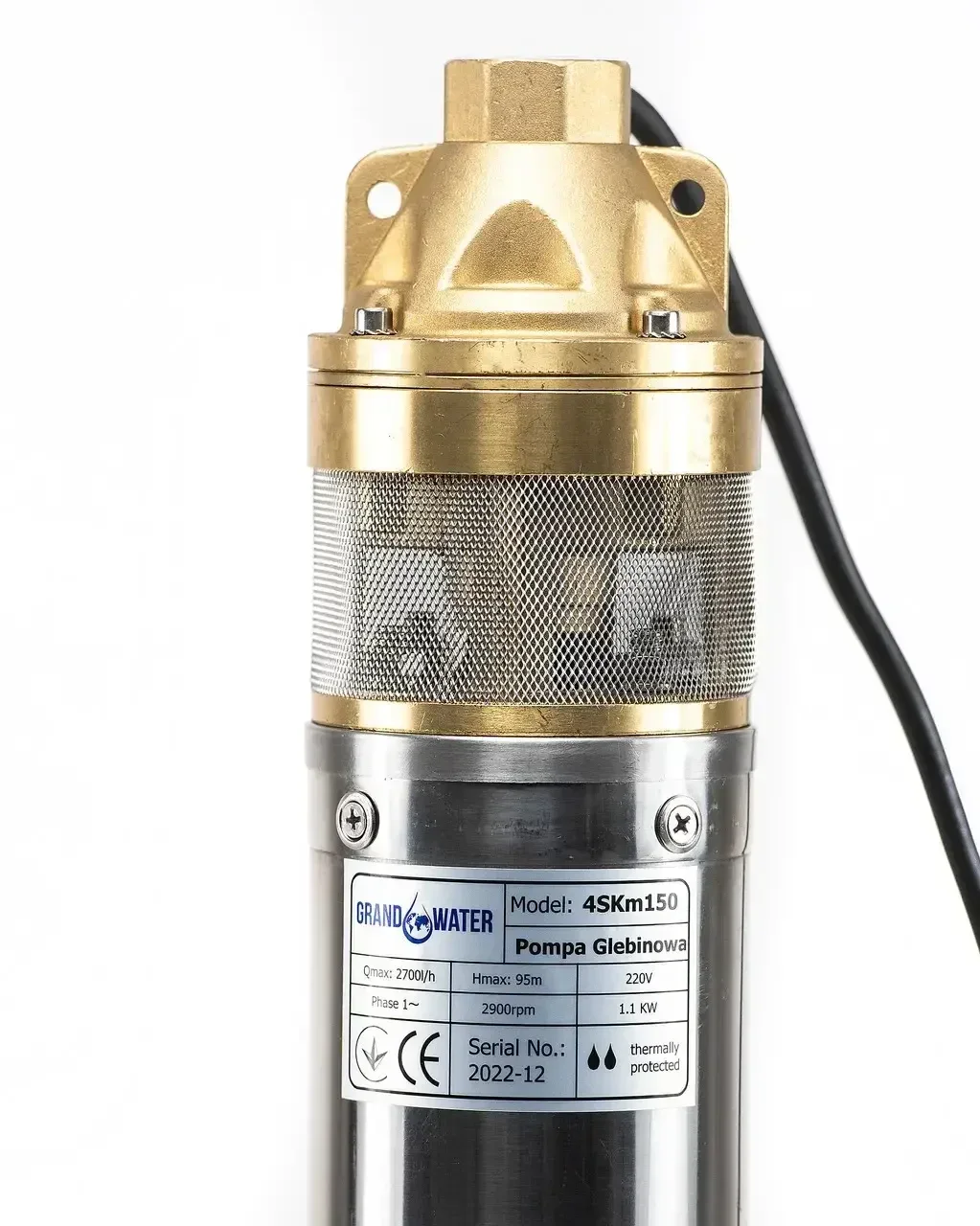 Глибинний вихровий насос Grandwater 4SKM 100 0.75кВт напір 60м 4 дюйми з латунною крильчаткою та пультом