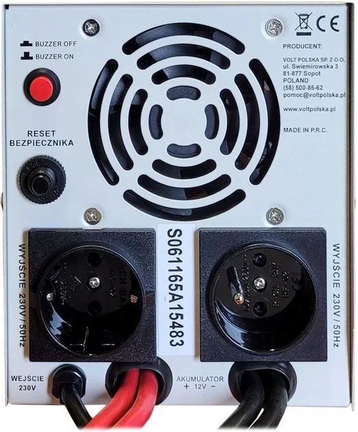 Перетворювач напруги 12V / 230V Volt Polska Sinus PRO 1100 E PLUS (1100 ВА / 800 Вт) з зарядним пристроєм та AVR