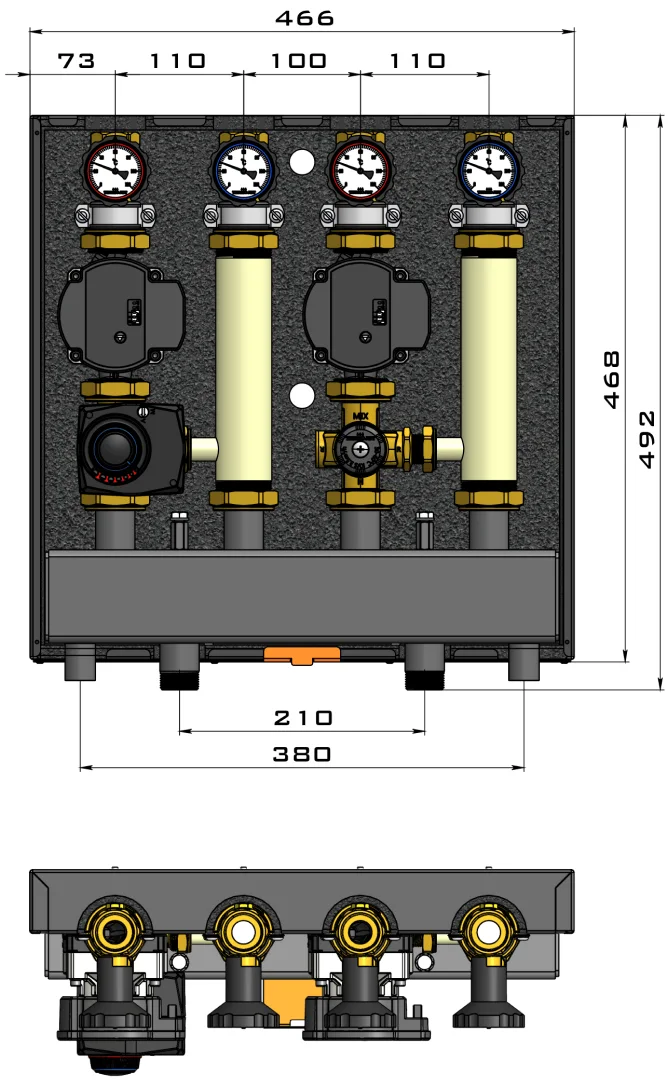 Модуль Termojet BOX2 в теплоізоляції (КМ2) UPS, 492х466мм, насосна група для опалення та теплої підлоги
