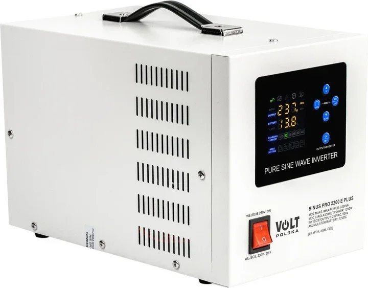 Перетворювач напруги 12V / 230V Volt Polska Sinus PRO 2200 E PLUS (2200 ВА / 1400 Вт) з зарядним пристроєм та AVR